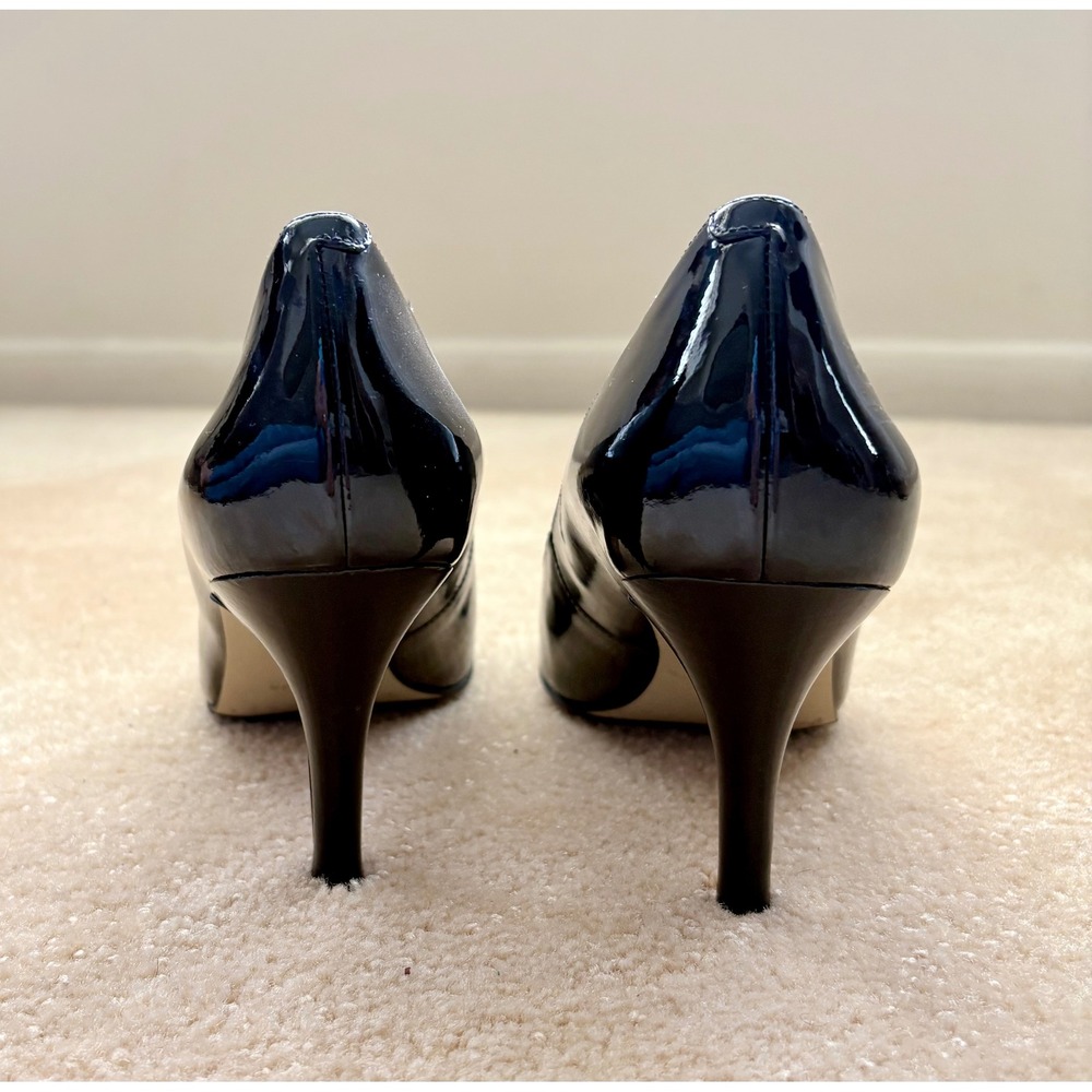 Cole Haan Nike Air Black Patent Leather Peep Toe Pumps Heels D40037 Womens 7.5 B - Picture 2 of 9